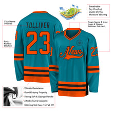 Загрузить изображение в средство просмотра галереи, Custom Teal Orange-Black Hockey Jersey