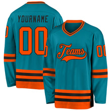 Загрузить изображение в средство просмотра галереи, Custom Teal Orange-Black Hockey Jersey