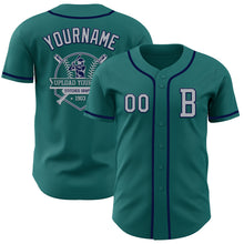 Charger l'image dans la galerie, Custom Teal Gray-Navy Authentic Baseball Jersey