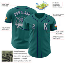 Charger l'image dans la galerie, Custom Teal Gray-Navy Authentic Baseball Jersey