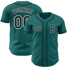 Charger l'image dans la galerie, Custom Teal Black-White Authentic Baseball Jersey