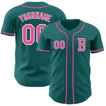 Charger l'image dans la galerie, Custom Teal Pink-White Authentic Baseball Jersey
