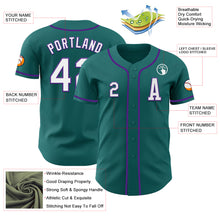 Load image into Gallery viewer, Custom Teal White-Purple Authentic Baseball Jersey