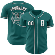 Load image into Gallery viewer, Custom Teal White-Black Authentic Baseball Jersey