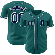Load image into Gallery viewer, Custom Teal Navy-White Authentic Baseball Jersey
