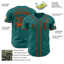 Load image into Gallery viewer, Custom Teal Black-Orange Authentic Baseball Jersey