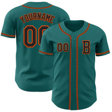 Load image into Gallery viewer, Custom Teal Black-Orange Authentic Baseball Jersey