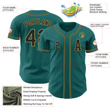 Laden Sie das Bild in den Galerie-Viewer, Custom Teal Black-Old Gold Authentic Baseball Jersey