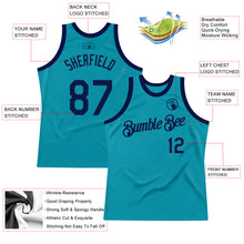 Загрузить изображение в средство просмотра галереи, Custom Teal Navy Authentic Throwback Basketball Jersey
