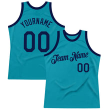 Загрузить изображение в средство просмотра галереи, Custom Teal Navy Authentic Throwback Basketball Jersey