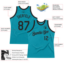 Загрузить изображение в средство просмотра галереи, Custom Teal Black Authentic Throwback Basketball Jersey