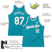 Загрузить изображение в средство просмотра галереи, Custom Teal White-Gray Authentic Throwback Basketball Jersey