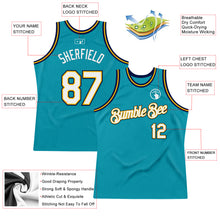 Загрузить изображение в средство просмотра галереи, Custom Teal Gold-Navy Authentic Throwback Basketball Jersey