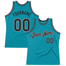 Загрузить изображение в средство просмотра галереи, Custom Teal Black-Gray Authentic Throwback Basketball Jersey
