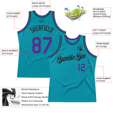Загрузить изображение в средство просмотра галереи, Custom Teal Purple-Black Authentic Throwback Basketball Jersey