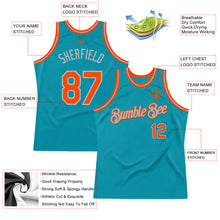 Загрузить изображение в средство просмотра галереи, Custom Teal Orange-Gray Authentic Throwback Basketball Jersey