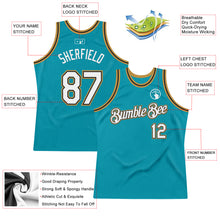 Загрузить изображение в средство просмотра галереи, Custom Teal Black-Old Gold Authentic Throwback Basketball Jersey