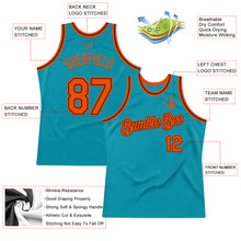 Загрузить изображение в средство просмотра галереи, Custom Teal Orange-Black Authentic Throwback Basketball Jersey