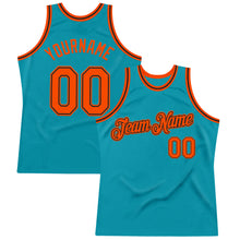 Загрузить изображение в средство просмотра галереи, Custom Teal Orange-Black Authentic Throwback Basketball Jersey