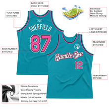 Laden Sie das Bild in den Galerie-Viewer, Custom Teal Pink-Black Authentic Throwback Basketball Jersey