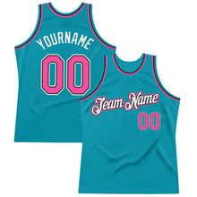 Laden Sie das Bild in den Galerie-Viewer, Custom Teal Pink-Black Authentic Throwback Basketball Jersey