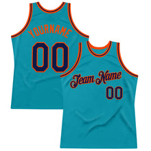 Загрузить изображение в средство просмотра галереи, Custom Teal Navy-Orange Authentic Throwback Basketball Jersey