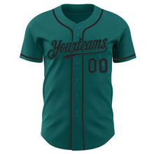 Load image into Gallery viewer, Custom Teal Black Authentic Baseball Jersey