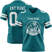 Charger l'image dans la galerie, Custom Teal White Authentic Football Jersey