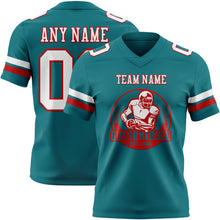 Load image into Gallery viewer, Custom Teal White-Red Authentic Football Jersey