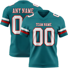 Load image into Gallery viewer, Custom Teal White-Red Authentic Football Jersey
