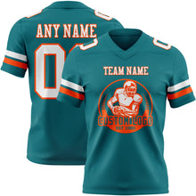 Load image into Gallery viewer, Custom Teal White-Orange Authentic Football Jersey