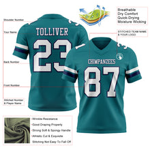 Charger l'image dans la galerie, Custom Teal White-Navy Authentic Football Jersey