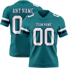 Charger l'image dans la galerie, Custom Teal White-Navy Authentic Football Jersey