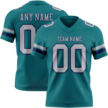 Load image into Gallery viewer, Custom Teal Gray-Navy Authentic Football Jersey