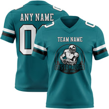 Load image into Gallery viewer, Custom Teal White-Black Authentic Football Jersey