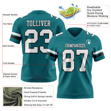 Load image into Gallery viewer, Custom Teal White-Black Authentic Football Jersey