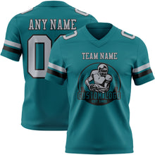 Load image into Gallery viewer, Custom Teal Gray-Black Authentic Football Jersey