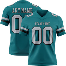 Load image into Gallery viewer, Custom Teal Gray-Black Authentic Football Jersey