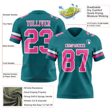 Load image into Gallery viewer, Custom Teal Pink-White Authentic Football Jersey
