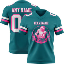 Load image into Gallery viewer, Custom Teal White-Pink Authentic Football Jersey