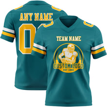 Laden Sie das Bild in den Galerie-Viewer, Custom Teal Gold-White Authentic Football Jersey