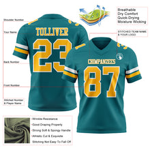 Laden Sie das Bild in den Galerie-Viewer, Custom Teal Gold-White Authentic Football Jersey