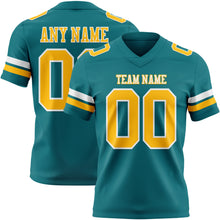 Laden Sie das Bild in den Galerie-Viewer, Custom Teal Gold-White Authentic Football Jersey