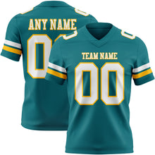 Load image into Gallery viewer, Custom Teal White-Gold Authentic Football Jersey