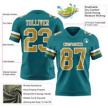 Load image into Gallery viewer, Custom Teal Old Gold-White Authentic Football Jersey