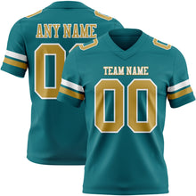 Load image into Gallery viewer, Custom Teal Old Gold-White Authentic Football Jersey
