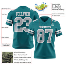 Load image into Gallery viewer, Custom Teal Gray-White Authentic Football Jersey