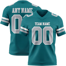Load image into Gallery viewer, Custom Teal Gray-White Authentic Football Jersey