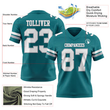 Laden Sie das Bild in den Galerie-Viewer, Custom Teal White-Gray Authentic Football Jersey