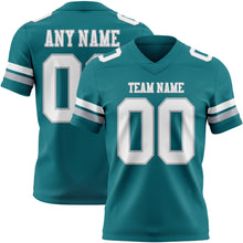 Laden Sie das Bild in den Galerie-Viewer, Custom Teal White-Gray Authentic Football Jersey